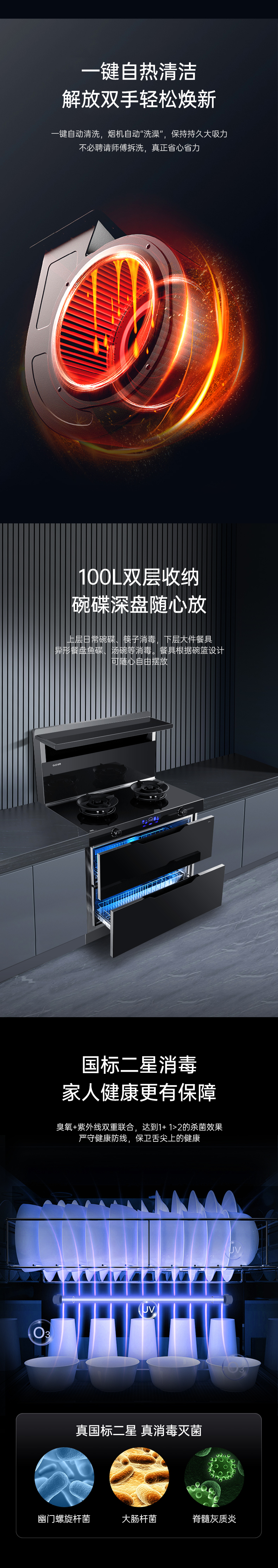 佳歌二星級消毒柜款集成灶A(yù)2S，守護家人健康！